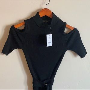 Topshop Cold Shoulder Belted Black Dress 🖤